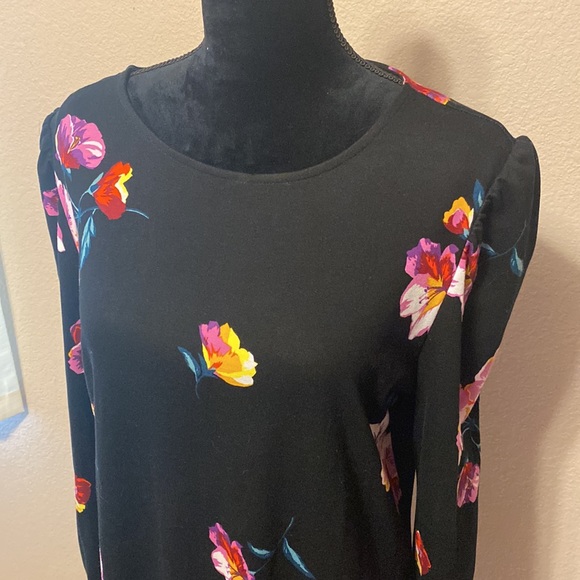 Old Navy Black Floral Dress Long Sleeve - Picture 2 of 8